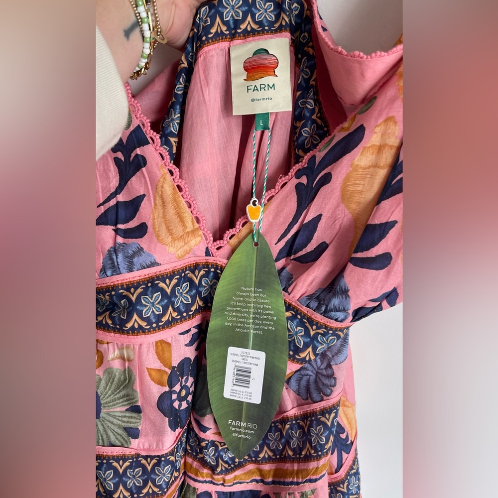 FARM RIO SEASHELL MIDI DRESS SIZE L NWT - Picture 3 of 5